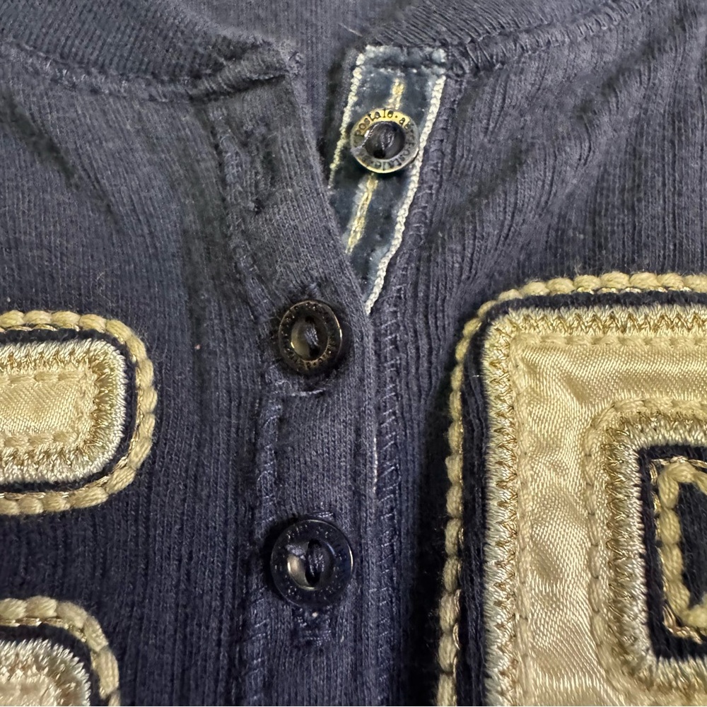 Aeropostale Shirt Tee  Navy Blue Long Sleeve Henley Size Medium Button Front NEW - Picture 7 of 12